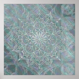 Irisglänsande Shimmer Mandala Boho Chic Poster