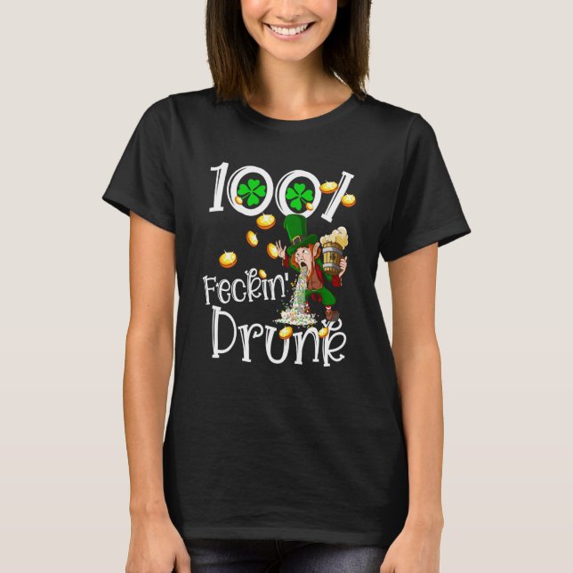 Irish 100 Feckin Drunk Leprechaun Puking Drink Pat T Shirt (Framsida)
