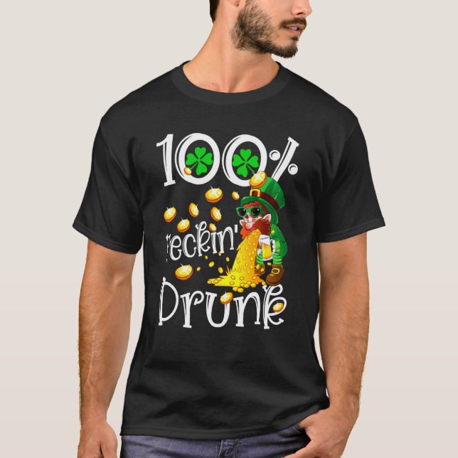 Irish 100 Feckin Drunk Leprechaun Puking Drink Pat T Shirt (Framsida)