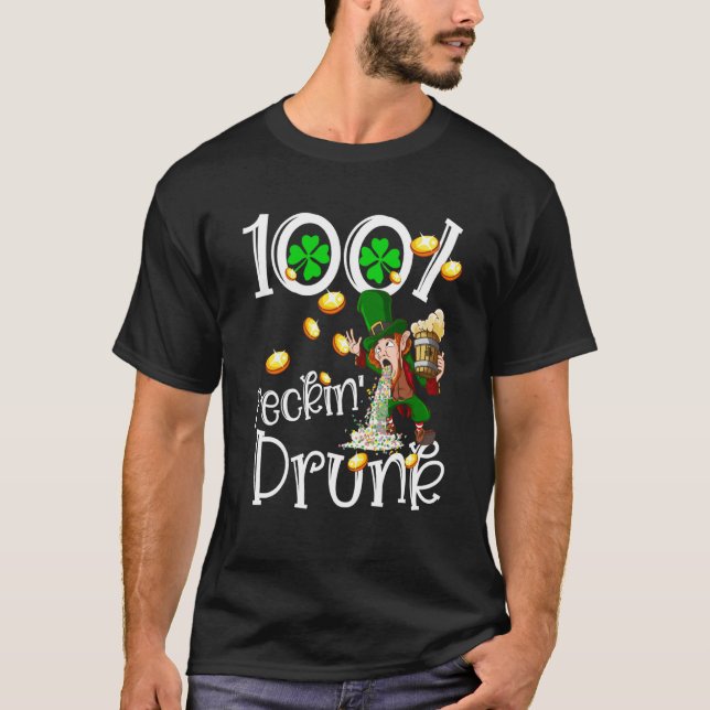 Irish 100 Feckin Drunk Leprechaun Puking Drink Pat T Shirt (Framsida)