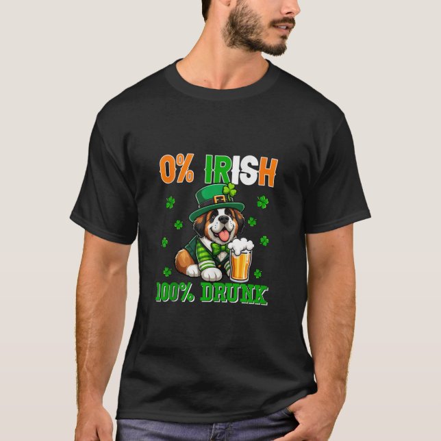 Irish 100 Percent Drunk St Patrick's Day St Bernar T Shirt (Framsida)