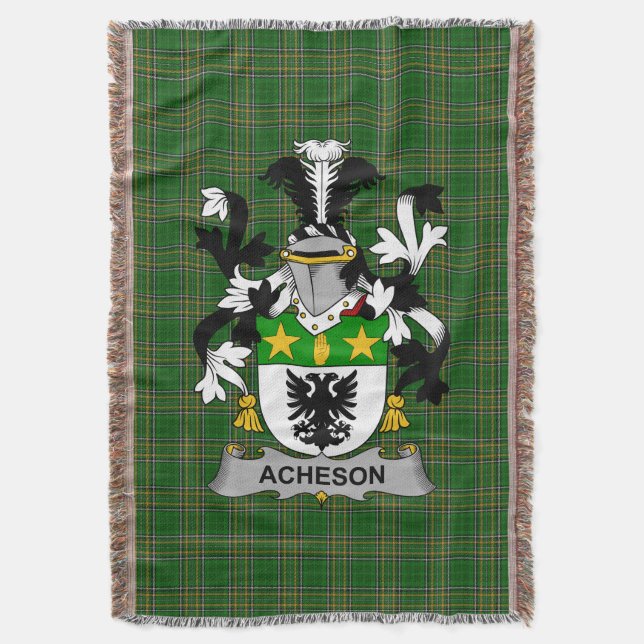 Irish Acheson Jackar om Arm Family Crest Ireland Filt (Framsidan Vertikal)