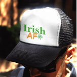 Irish AF Funny Keps<br><div class="desc">Lustigt men sant..Irish AF typography in grönt and orange färgad typsnitt with small Celtic shamrock embellution.</div>