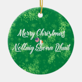 Irish American Bilingual Dekoration, Gaelic Julgransprydnad Keramik