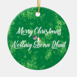 Irish American Bilingual Dekoration, Gaelic Julgransprydnad Keramik