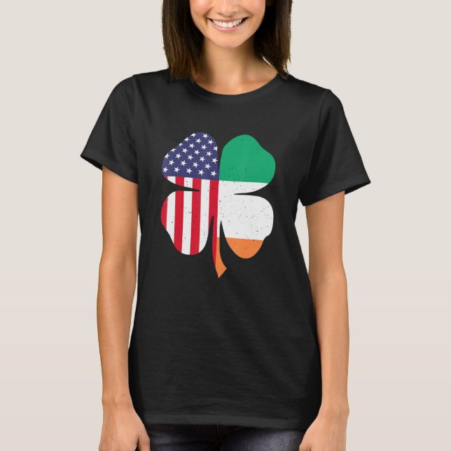 Irish American Clover Flag St. Patrick's Day T Shirt (Framsida)