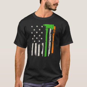 Irish American Firefighter Flagga and Ax  T Shirt