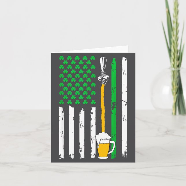 Irish American Flag Beer Shirt St Patricks Day Men Kort (Framsida)