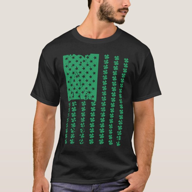 Irish American Flag C St Patricks Day Shamrock  1 T Shirt (Framsida)