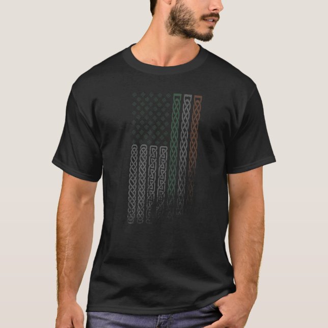Irish American flag Celtic knot Patrick's day Irel T Shirt (Framsida)