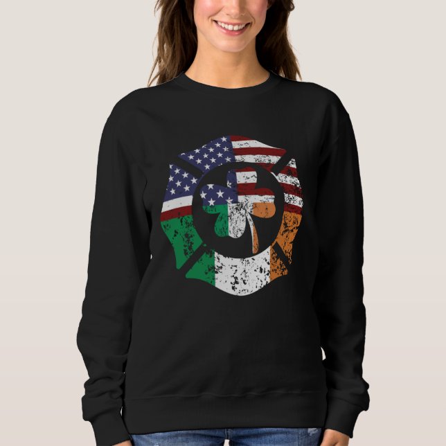 Irish American Flag Firefighter St Patricks Day Sh T Shirt (Framsida)