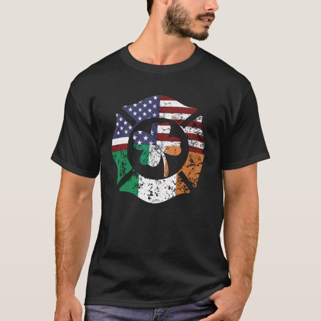 Irish American Flag Firefighter St Patricks Day Sh T Shirt (Framsida)