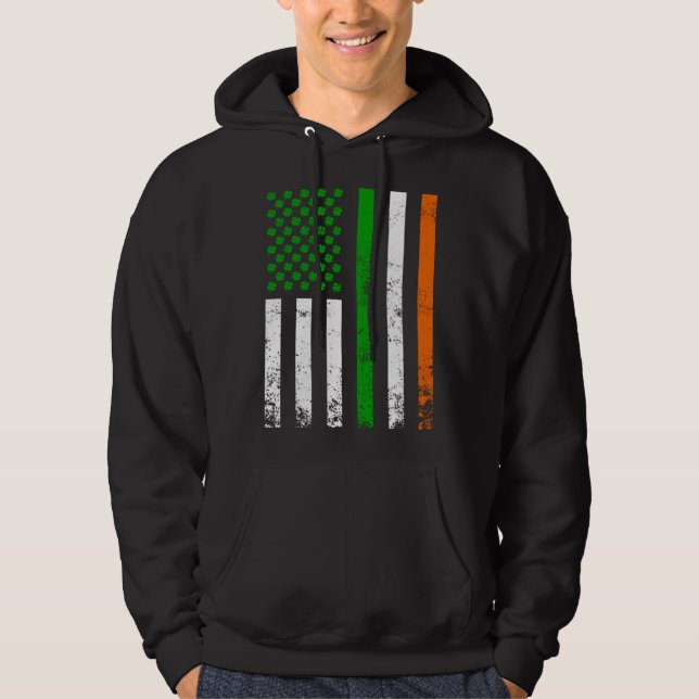 Irish American Flag Ireland Flag  St Patrick s Day Hoodie (Framsida)