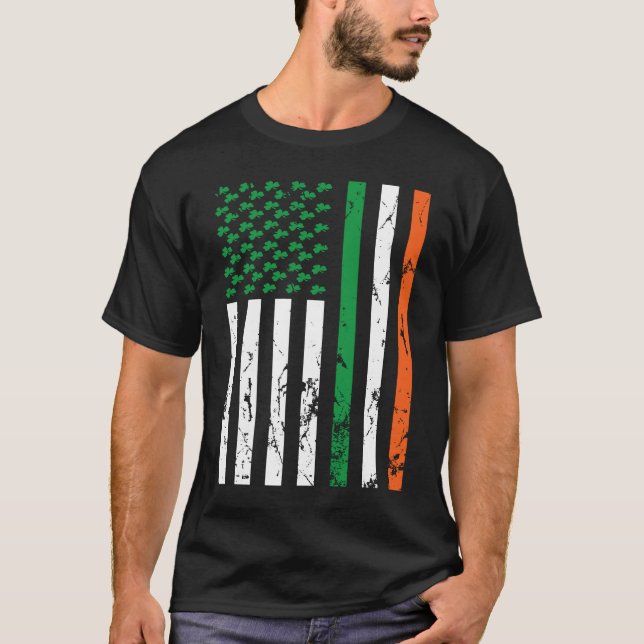 Irish American Flag Ireland St Patrick's Day Funny T Shirt (Framsida)