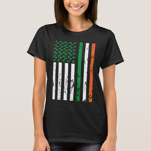 Irish American Flag Ireland St Patrick's Day Funny T Shirt (Framsida)