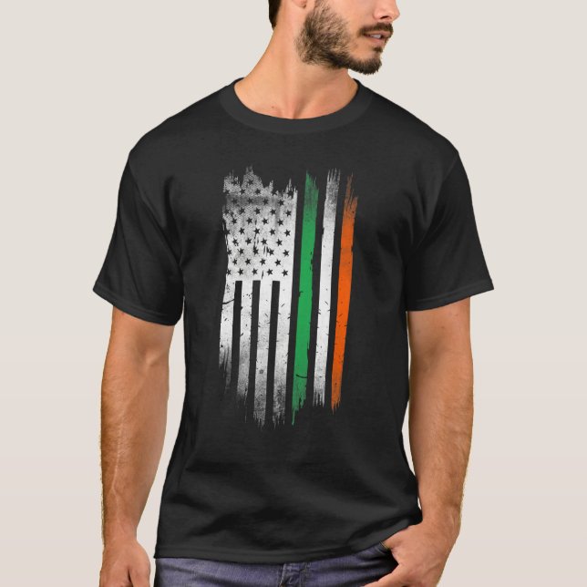 Irish American flag Patrick's day cool Ireland fla T Shirt (Framsida)
