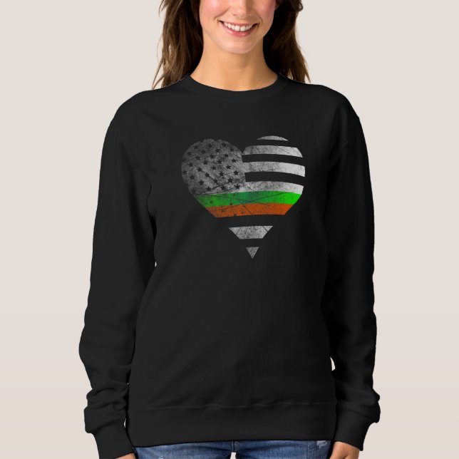 Irish American flag Patrick's day love heart Irela T Shirt (Framsida)
