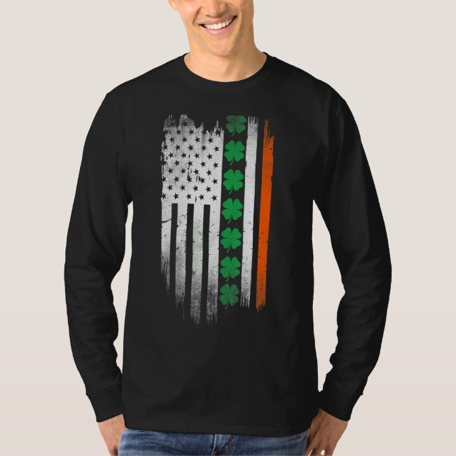 Irish American flag Shamrock Stripes Cool Ireland  T Shirt (Framsida)