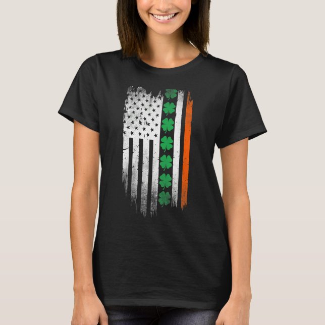 Irish American flag Shamrock Stripes Cool Ireland  T Shirt (Framsida)