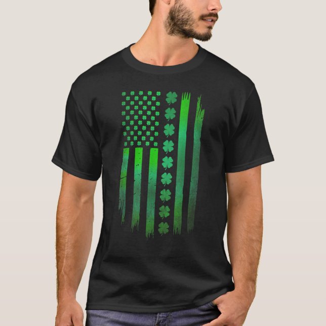 Irish American flag Shamrock Stripes Cool Ireland  T Shirt (Framsida)