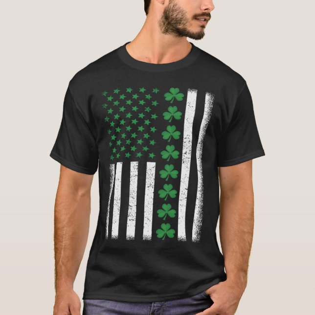Irish American Flag St Patrick s Day T Shirt (Framsida)