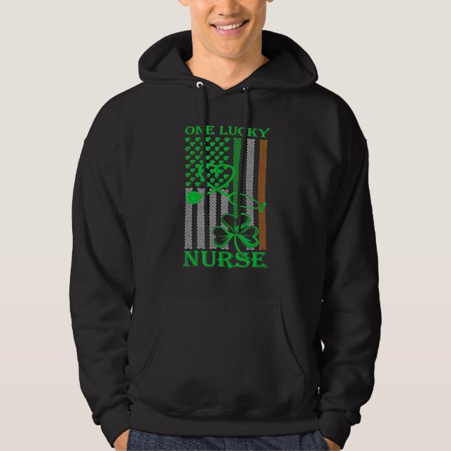 Irish American Flag St Patrick's Day One Lucky Nur Hoodie (Framsida)