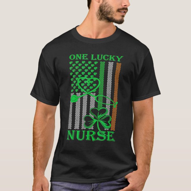 Irish American Flag St Patrick's Day One Lucky Nur T Shirt (Framsida)