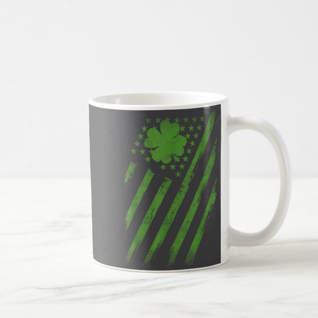Irish American Flag With Shamrock Luck St Patrick' Kaffemugg (Höger)
