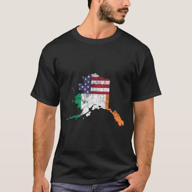 Irish American Flagga Alaska St patrick's day Vint T Shirt (Framsida)