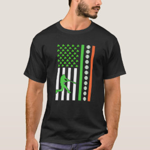 Irish American Flagga Baseball Player St. Patrick' T Shirt