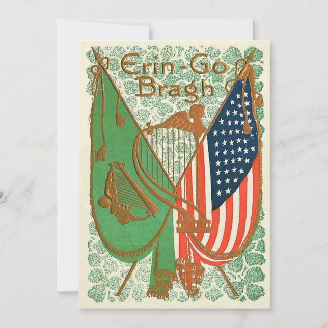 Irish American Flagga Harp of Erin Shamrock Inbjudningar (Framsida)