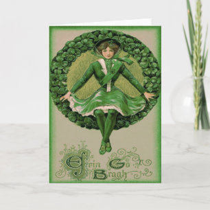Irish American Flagga Harp of Erin Shamrock Kort