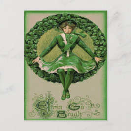 Irish American Flagga Harp of Erin Shamrock Vykort