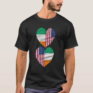 Irish American Flagga Heart Dual Citizen Pride_3 T Shirt