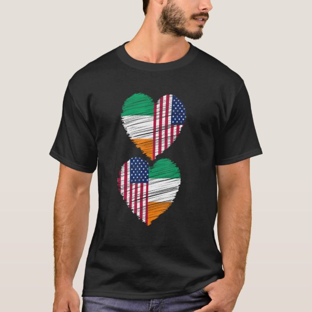 Irish American Flagga Heart Dual Citizen Pride_3 T Shirt (Framsida)