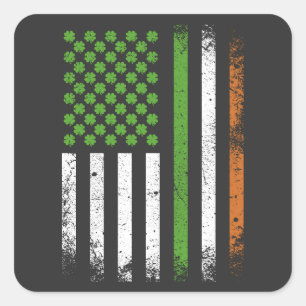 Irish American Flagga Ireland Flagga Fyrkantigt Klistermärke