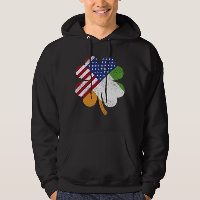 Irish American Flagga Ireland Flagga Manar Hoodie (Framsida)