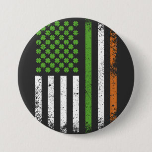 Irish American Flagga Ireland Flagga Round Knapp