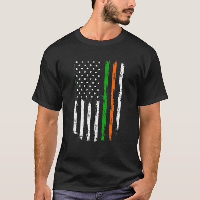 Irish American Flagga Ireland Flagga St patricks d T Shirt (Framsida)