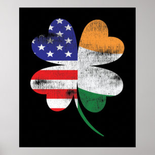 IRISH AMERICAN FLAGGA Ireland Shamrock Poster