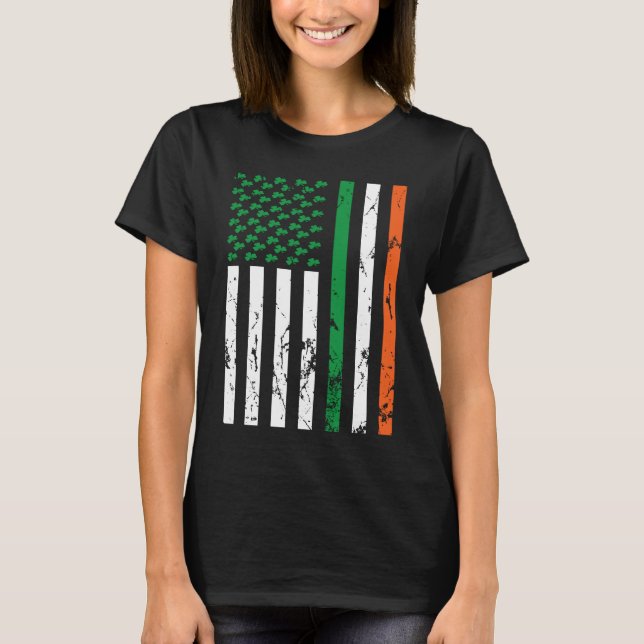 Irish American Flagga Ireland St patrick's day Fun T Shirt (Framsida)