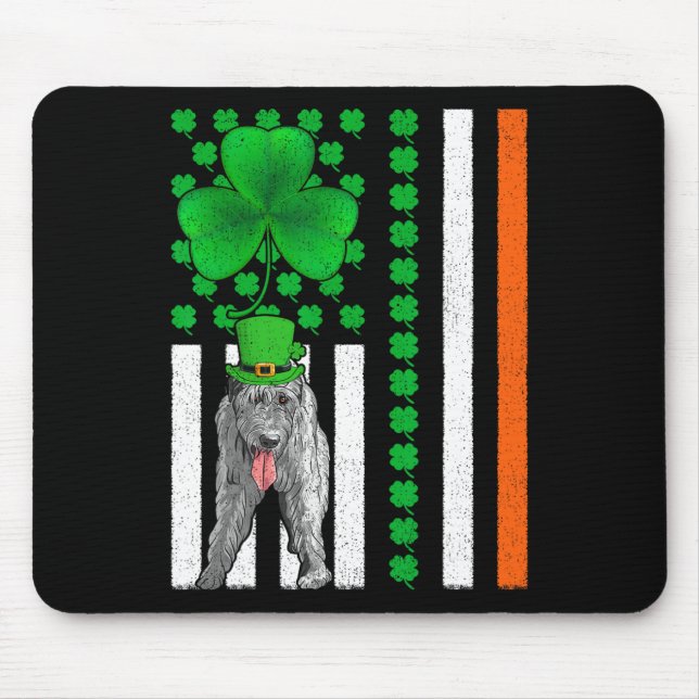Irish American Flagga Irish Wolfhound Hund St Patr Musmatta (Framsidan)