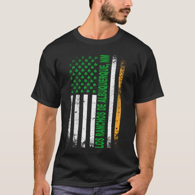 Irish American Flagga Los Ranchos De Albuquerque,  T Shirt (Framsida)