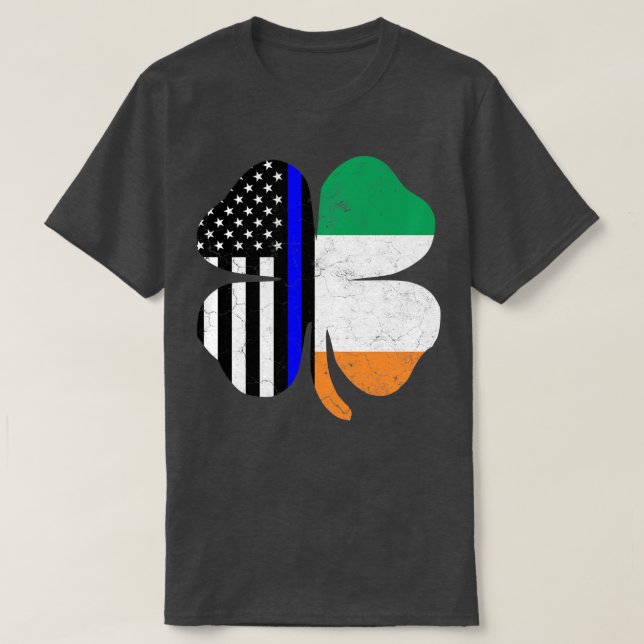 Irish American Flagga Police Officer St patricks d T Shirt (Design framsida)