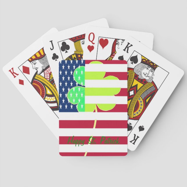 Irish American Flagga Shamrock Klöver St. Patrick Casinokort (Baksidan)