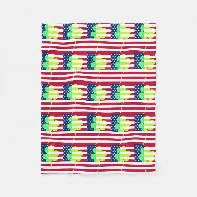 Irish American Flagga Shamrock Klöver St. Patrick Fleecefilt (Framsidan)