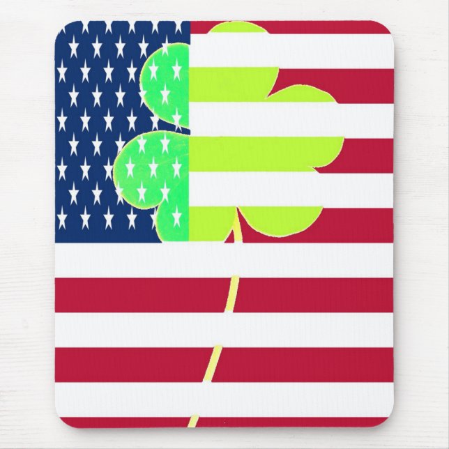 Irish American Flagga Shamrock Klöver St. Patrick Musmatta (Framsidan)