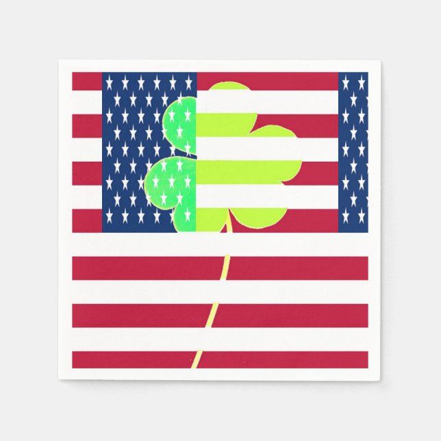 Irish American Flagga Shamrock Klöver St. Patrick Pappersservett (Framsidan)