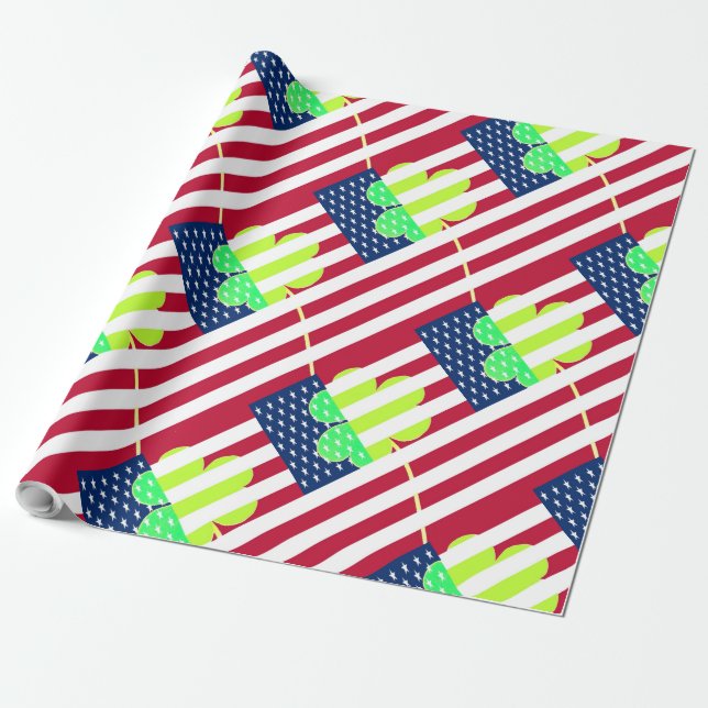 Irish American Flagga Shamrock Klöver St. Patrick Presentpapper (Utrullad)