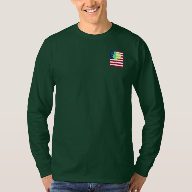 Irish American Flagga Shamrock Klöver St. Patrick Tee (Framsida)